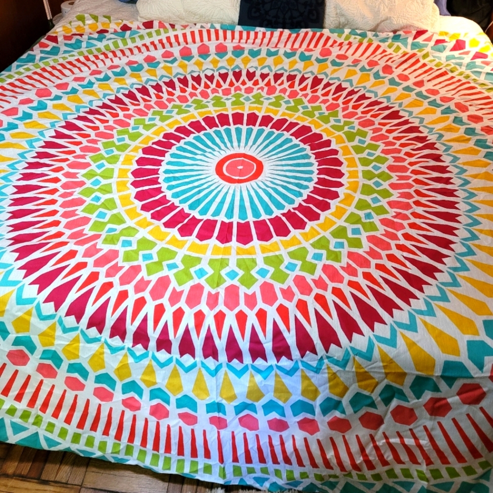 Bright colorful mandala tapestry